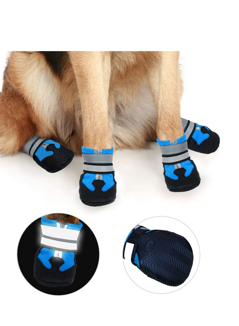SYOSI Dog Shoes, Dog Boots for Injured Paws Waterproof, Set of 4 Dog Walking Boots Dog Paw Protectors with Adjustable Reflective Straps and Anti Slip Sole for Small Medium Large Dogs Blue - Image 2