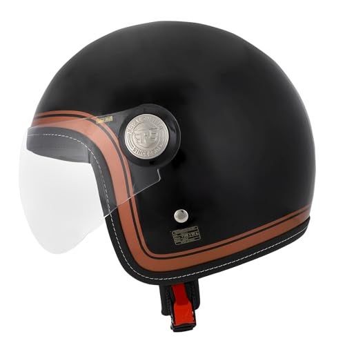 Royal Enfield J1B Chopper Open Face Helmet | ISI and DOT Certified | Impact Protection: High Density EPS Liner | High Impact Grade Thermoplastic Shell | Black Copper M - Image 3