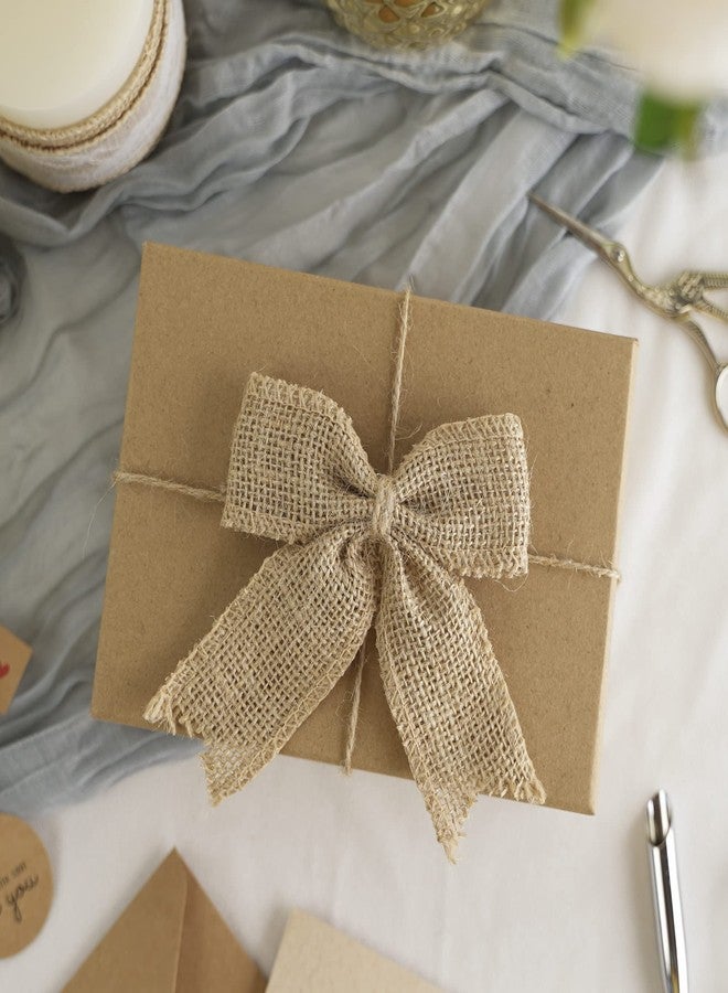 AIMUDI Natural Burlap Bows - Rustic Gift, Christmas Wreath & Wedding Decor - 4 Inch Handmade Small Burlap Farmhouse Bows for Crafts & Gift Wrapping - 12 Counts - Image 3