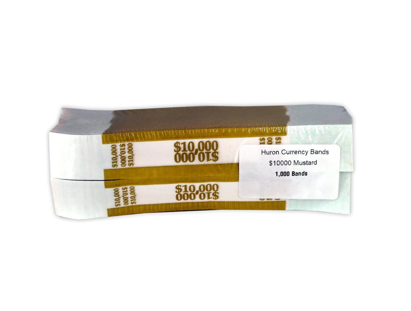 Huron Currency Money Band Wrappers $10,000 Mustard (1000 pcs)