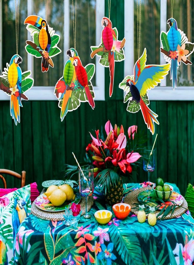 KINYFY 6 Pcs Tropical Birds Honeycombs, Parrot Honeycomb Decorations, Parrot Paper Cutouts Hanging Decorations for Summer, Jungle, Rainforest Party Supplies - Image 4