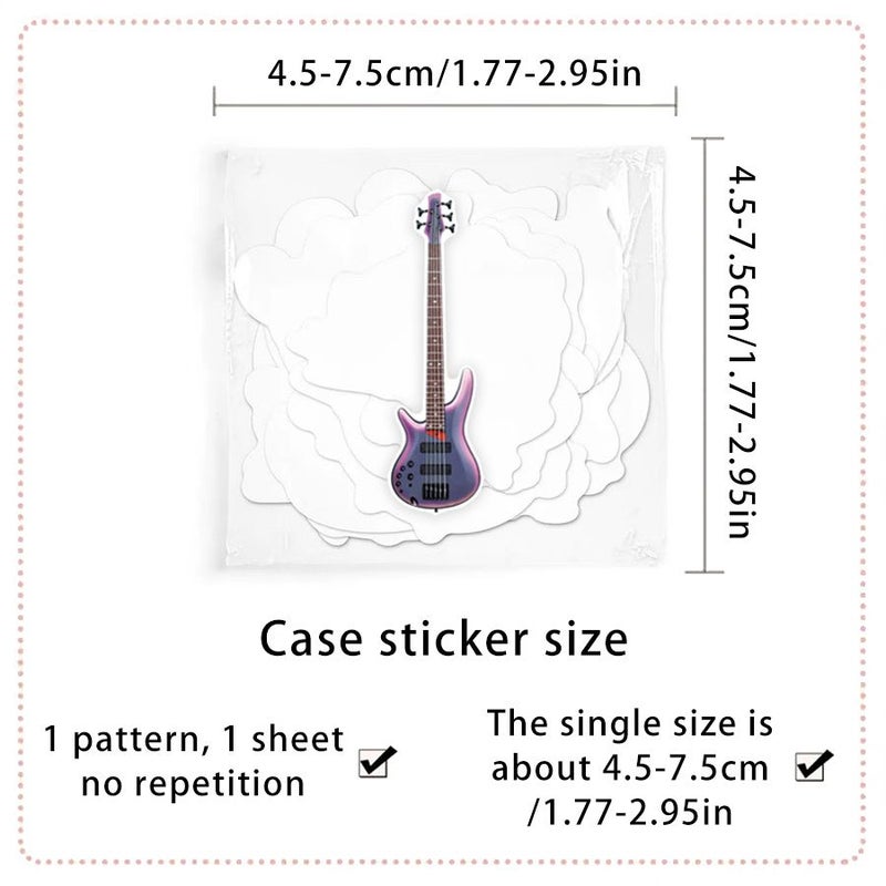 50 Pcs Multicolor Artistic Electric Guitar Stickers Bold Outlines Colorful Finishes Diverse Body Styles Modern Music Inspired Illustration Vinyl Aesthetic Decals Decorating Laptops Cell Phones Guitars - Image 3
