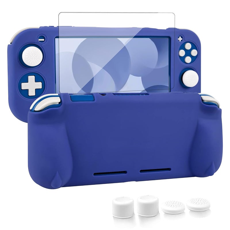 CHINFAI Protective Case for Nintendo Switch Lite, Soft Grip Case Cover with Comfort Ergonomic Handles for Nintendo Switch Lite 2019 [Self Stand][4 Thumb Stick Caps] (Silicone-Blue) - Image 1