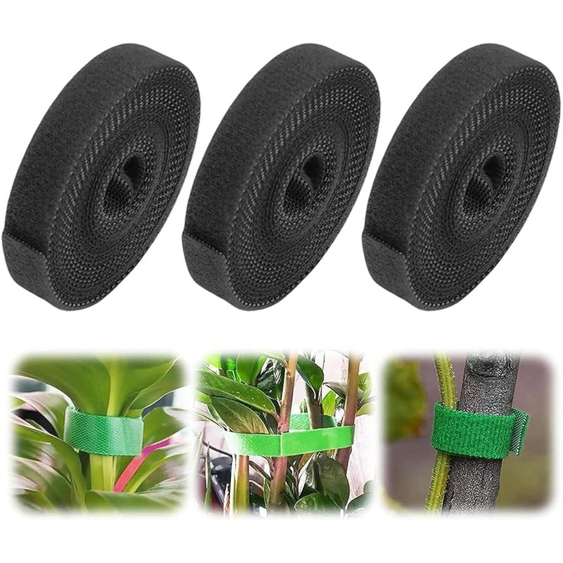Reusable Plant Ties for Climbing Plants,2026 Tomato Plant Support Plant Tape Strap Gardening Tips,Garden Wire Ties for Cables (Black, 3) - Image 1