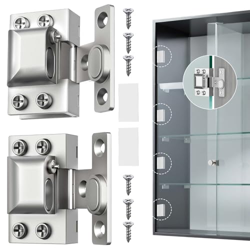 Eegoowa Glass Door Hinges for Cabinets Cabinet Glass Door Hinges304 Stainless Steel for 58mm Cabinet DoorSilver2PCS - Image 1