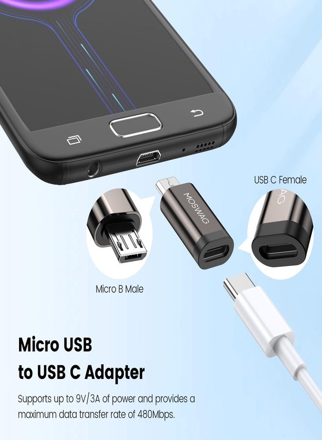 موسواج محول MOSWAG Micro (عبوة من 4 قطع) محول USB-C أنثى إلى Micro ذكر لهواتف Samsung Galaxy S7 Edge و Nexus 5 و Nexus 6 - Image 2