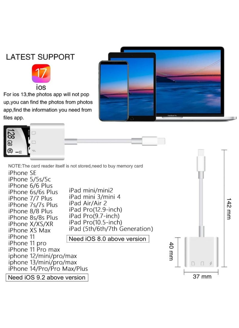 Rock Pow - SD Card Reader for iPhone iPad Oyuiasle Trail Game Camera SD Card Viewer with Dual Slot for MicroSD/SD Dual-Connector Memory Card Adapter for Photography Plug and Play - Image 1