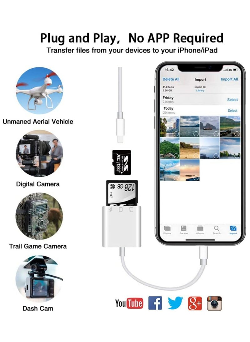 Rock Pow - SD Card Reader for iPhone iPad Oyuiasle Trail Game Camera SD Card Viewer with Dual Slot for MicroSD/SD Dual-Connector Memory Card Adapter for Photography Plug and Play - Image 1