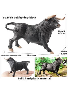 Simulation Animal Model Giraffe Elephant Rhino Brown Bear Tiger Lion Leopard Hippo Solid Cognitive Toy Ornaments-Color:M-3015 Black Spanish Bullfight