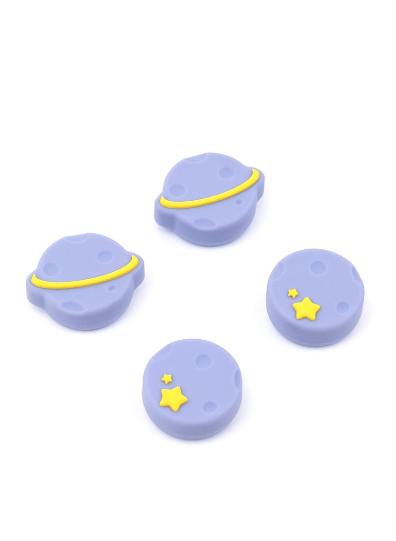 SOLARAE Thumb Grip Caps for Nintendo Switch, OLED & Switch Lite - Soft Silicone Joystick Covers (4PCS) with Purple Happy Planet Design - Image 1
