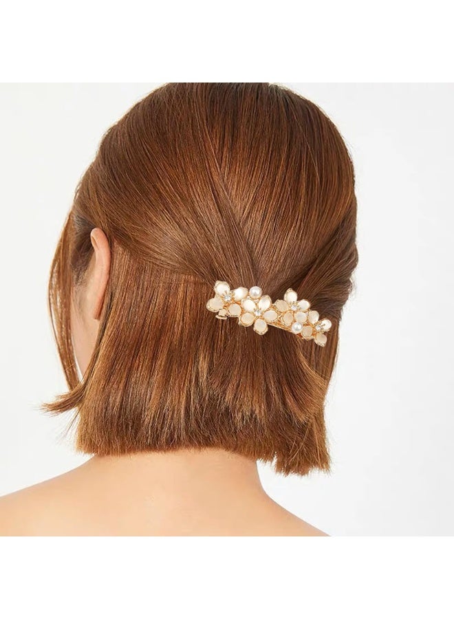 كيلا 3 قطع مشابك شعر مزينة بزهور للنساء، مشابك شعر من حجر الراين الأوبال عتيقة من حجر الراين مشابك شعر زهور زهور فرنسية كريستالية زينة شعر زهور - Image 5