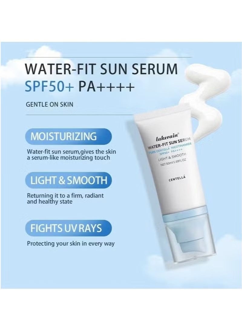 lakerain Sunscreen SPF 50, Hyalu Cica Water-Fit Sun Serum, Face Sun Screen Long-Lasting Protection, Cen-tella Madagascar Sunscreen, NO White Cast - Dry Oily Skincare (Blue 1) - Image 3