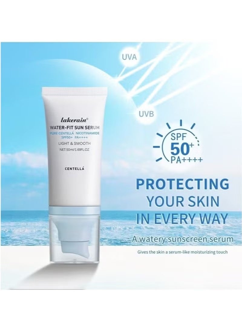 lakerain Sunscreen SPF 50, Hyalu Cica Water-Fit Sun Serum, Face Sun Screen Long-Lasting Protection, Cen-tella Madagascar Sunscreen, NO White Cast - Dry Oily Skincare (Blue 1) - Image 2