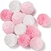 Weewooday 12 Pieces Cat Pom Pom Balls Toys Large Fuzzy Cat Ball Artificial Large Plush Ball for Cats Pets Interactive Playing IndoorPink WhiteSolid Color - Image 3