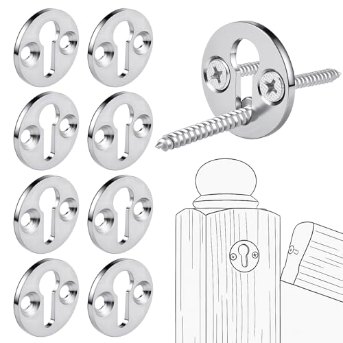 Shimeyao 8 Sets Newel Post Fastener Newel Post Mounting Kit Column Handrail to Pole Fastener 1 14 Inch Diameter x 18 Inch Thickness Hardened Steel Plate with 1 Round Steel Plate 3 Long Screws - Image 1