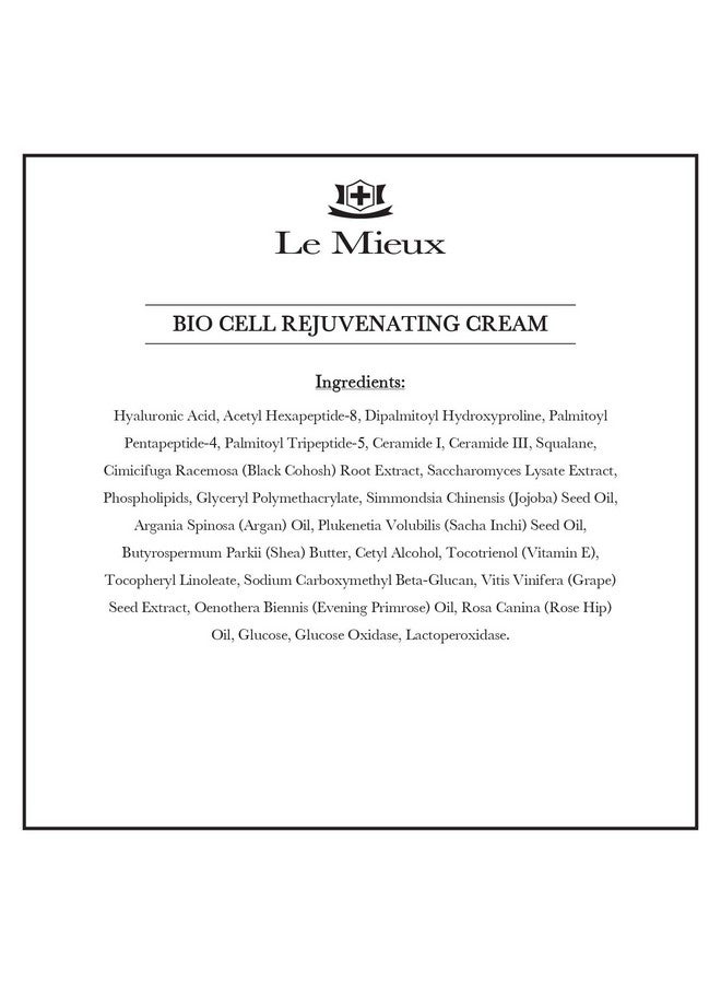 Le Mieux Bio Cell Rejuvenating Cream - Triple Peptide Facial Moisturizer with Hyaluronic Acid, Squalane & Rose Hip, Night & Day Cream for Face & Neck, No Parabens or Sulfates (1.75 oz / 52 ml) - Image 5