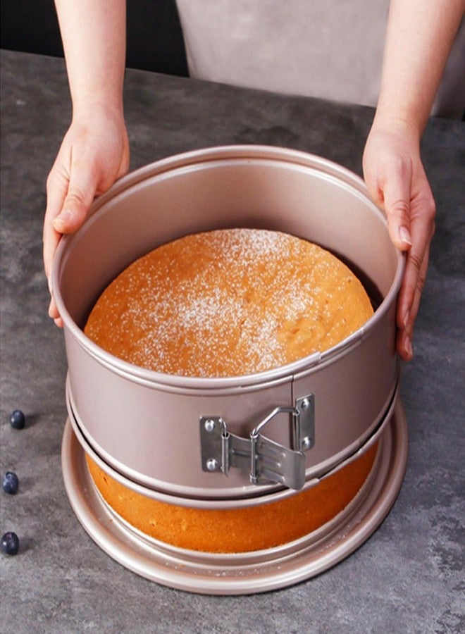 DWWTKL 10 Inch Springform Pan with 2 Bases Non-Stick Spring Form and Cheesecake Baking Mold Heavy Duty Carbon Steel Pound Cakes Tube Mould for Oven - Champagne Gold - Image 3