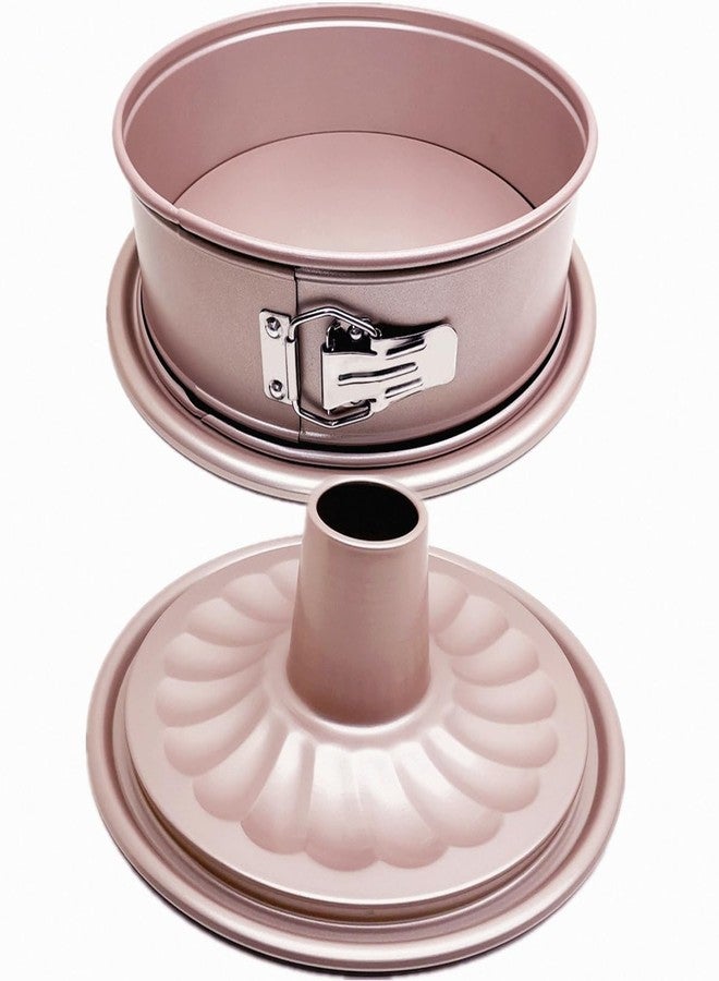 DWWTKL 10 Inch Springform Pan with 2 Bases Non-Stick Spring Form and Cheesecake Baking Mold Heavy Duty Carbon Steel Pound Cakes Tube Mould for Oven - Champagne Gold - Image 1