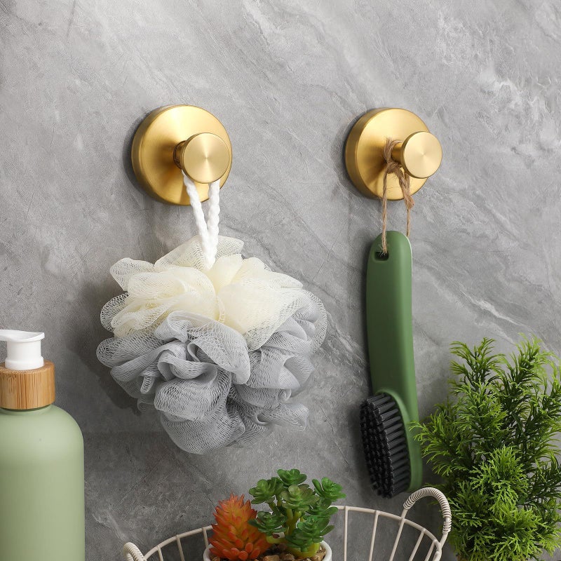 Stainless Steel Suction Cup Wall Hooks 2Pcs No Damage Towel Robe Hooks for Bathroom Shower - Image 5