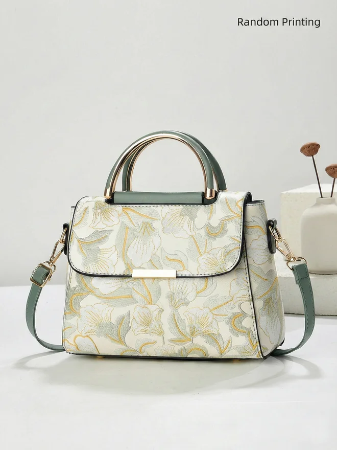 All Over Print Dual Handle Handbag with Adjustable Strap