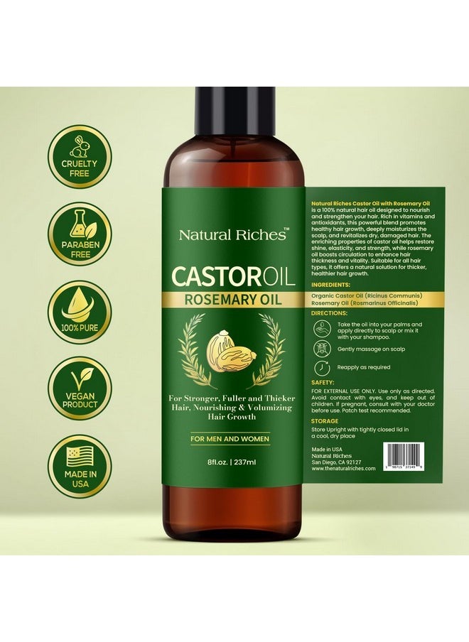 Natural Riches Natural Riches Castor Oil with Rosemary Oil, 8 fl oz, For Stronger, Fuller and Thicker Hair Growth Handcraft Blends Organic Castor Oil with Rosemary Oil Premium Grade hair treatment.  - Image 2