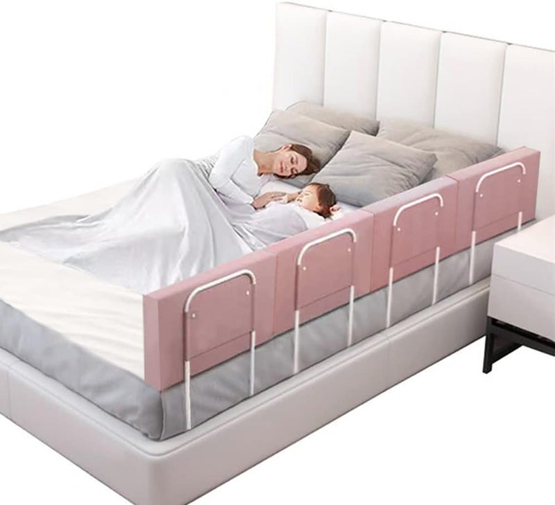 OCBAiLi Bed Rail, Bed Bumper for Toddlers, Kid, 78.7 Inch Bed Side Rails Safety for Queen, King, Full, Twin, Bunk, Dorm Beds to Prevent Falls, Bed Barrier for Dogs, Easy Installation (Pink, 4 Packs) - Image 5