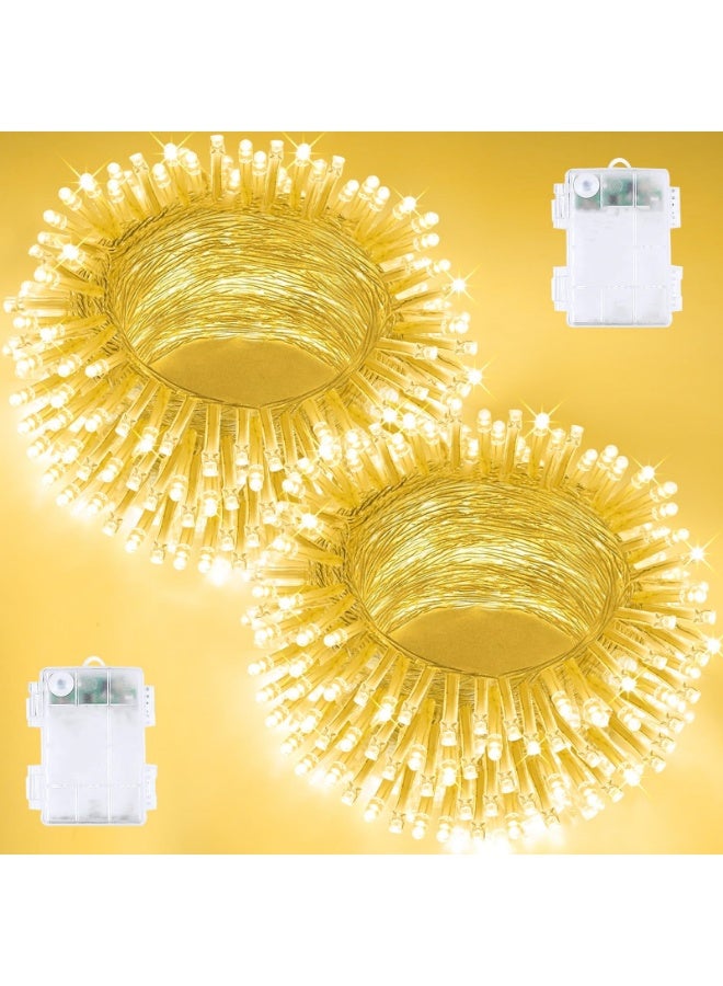 2 Pack Christmas Decorations Lights,Total 66FT 160 LED Fairy String Lights Battery Operated, Twinkle Christmas String Lights for Indoor Outdoor Party Bedroom Garland Tree Decorations - Image 1