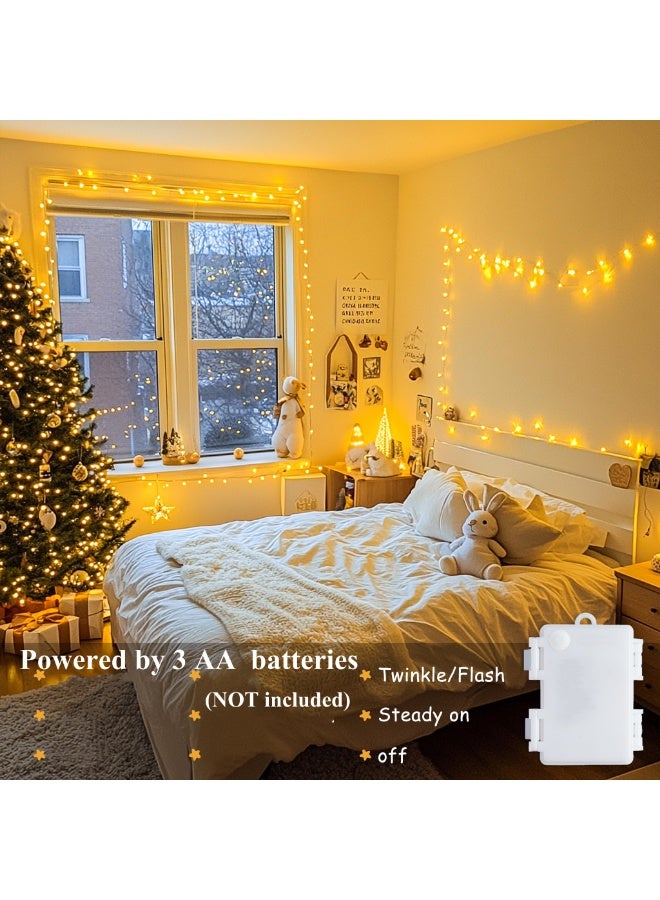 2 Pack Christmas Decorations Lights,Total 66FT 160 LED Fairy String Lights Battery Operated, Twinkle Christmas String Lights for Indoor Outdoor Party Bedroom Garland Tree Decorations - Image 2