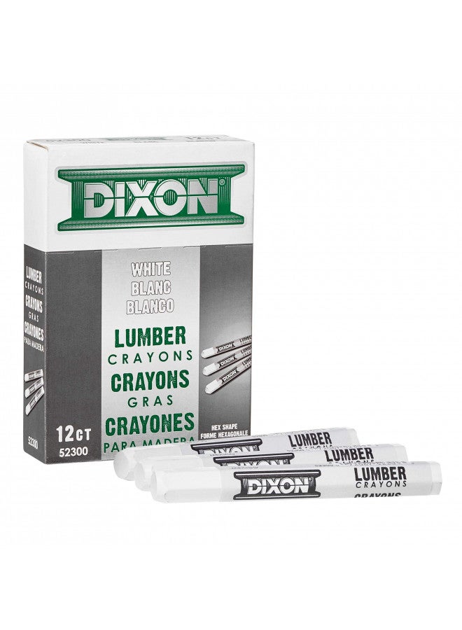 Dixon - 464-52300 Industrial Lumber Marking Crayons, 4.5" x 1/2" Hex, White, 12 Count (Pack of 1) (52300) - Image 1