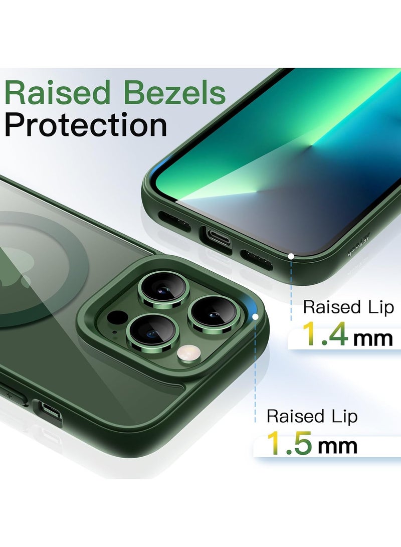 Denx Magnetic Case for iPhone 13 Pro [Shockproof & Slim] Clear Hard Back Cover with high-Grade Protection | Alpine Green - Image 3