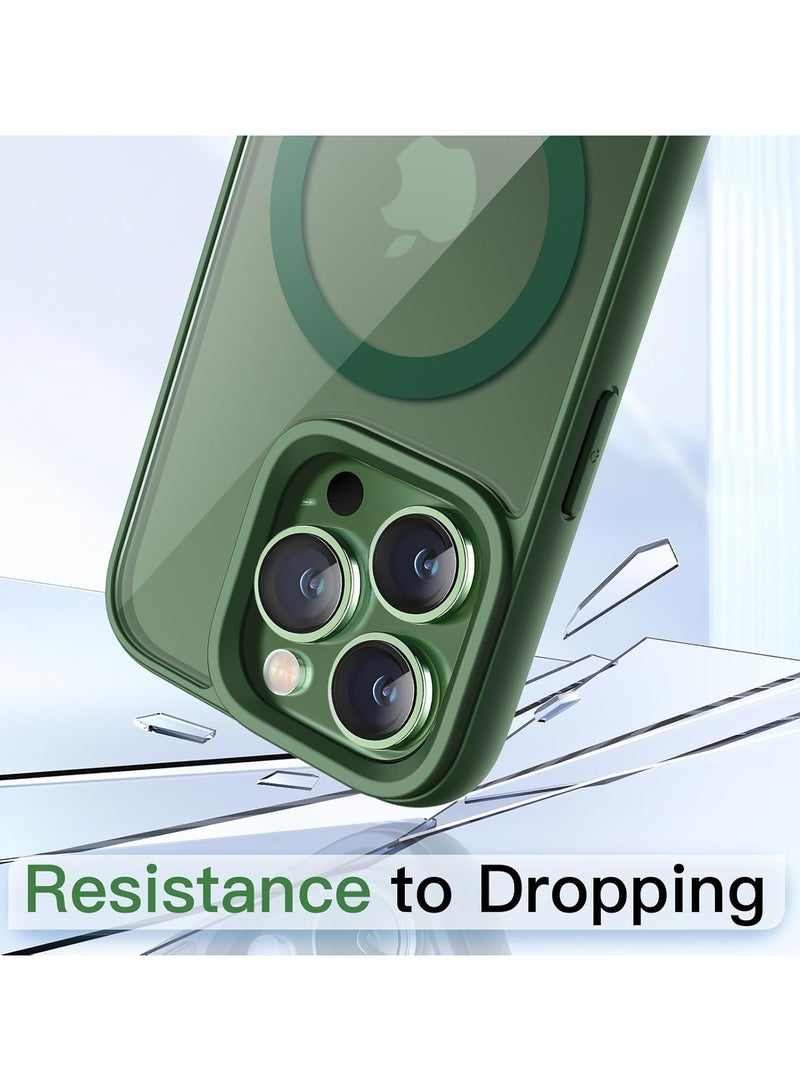 Denx Magnetic Case for iPhone 13 Pro [Shockproof & Slim] Clear Hard Back Cover with high-Grade Protection | Alpine Green - Image 5