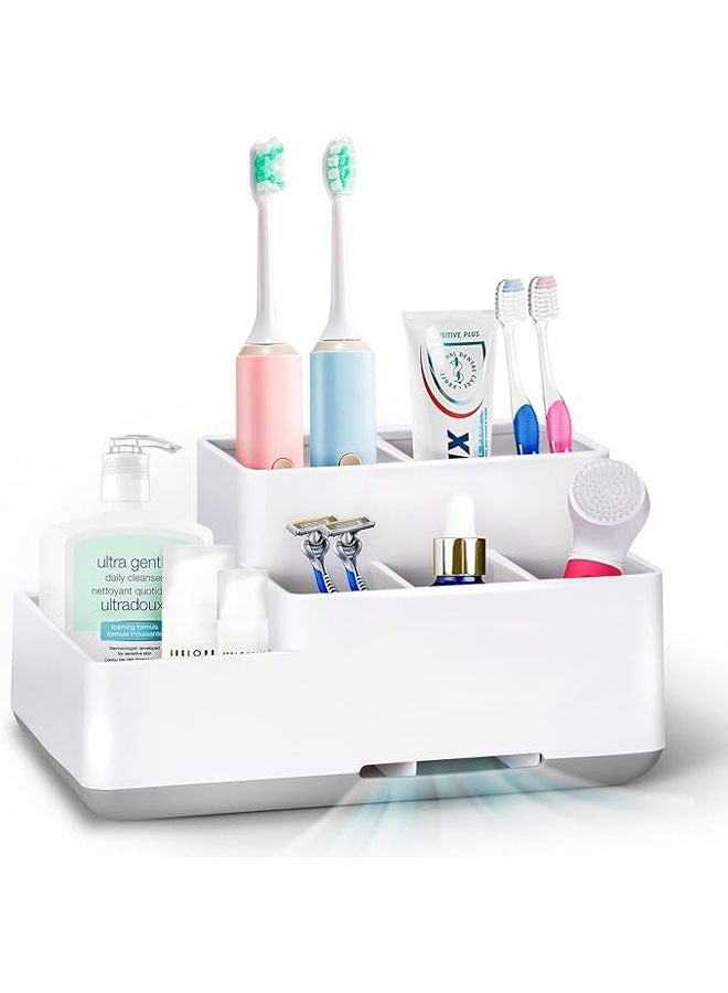 عربست حامل فرشاة الأسنان، منظم الحمام قابل للفصل لسهولة التنظيف، تخزين متعدد الوظائف، حامل حمام لمعجون الأسنان، ماكينة الحلاقة، رائع للمنزل، منظم الزينة - Image 1