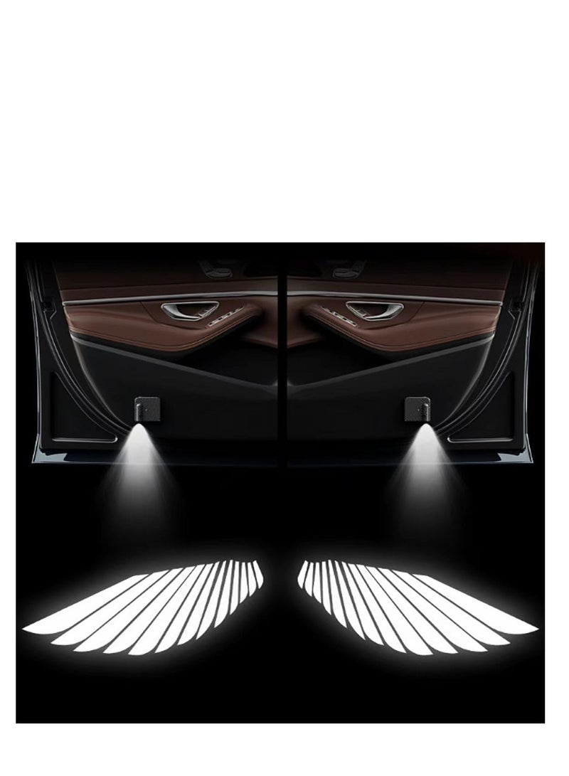 2PCS Car LED Angel Wing Car Door Light Logo Projector Car Logo LED Shadow Light Projector car open door light car welcome light car door projector lights - Image 1