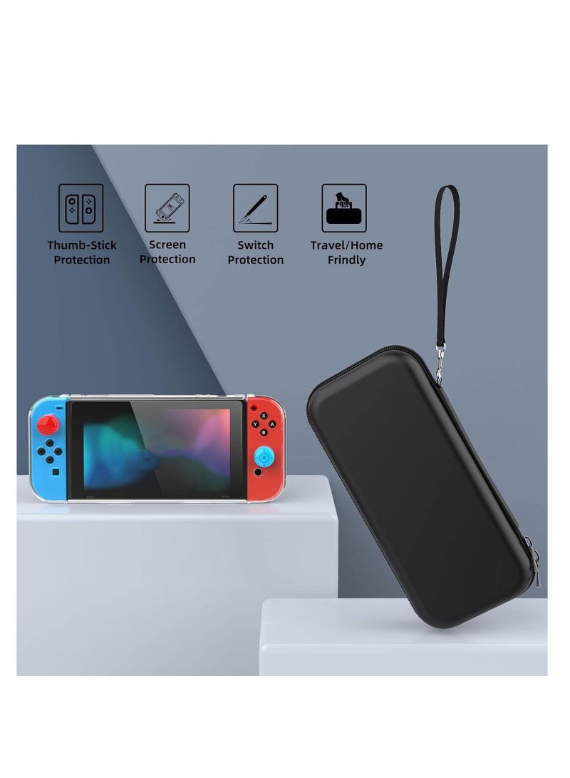 Y&D Switch Case Compatible with Nintendo 9 in 1 Accessories kit Carrying Case, Dockable Protective HD Screen Protector and 6pcs Thumb Grips Caps  - Image 2