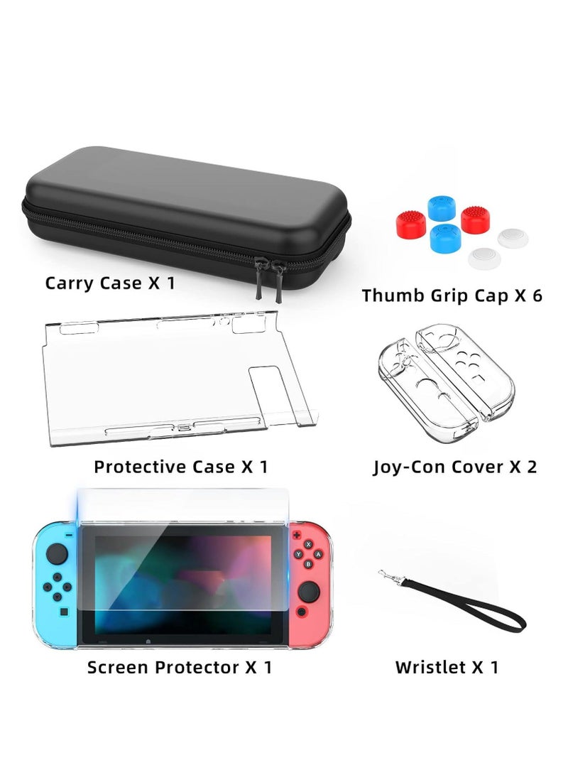 Y&D Switch Case Compatible with Nintendo 9 in 1 Accessories kit Carrying Case, Dockable Protective HD Screen Protector and 6pcs Thumb Grips Caps  - Image 5