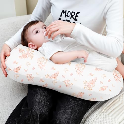 Susurration 2 Pack Nursing Pillow Cover,Ultra Soft and Stretchy Compatible with Boppy Breastfeeding Pillow,Comfortable and Skin-Friendly Slipcovers for Newborn Boys & Girls(Orange Flowers) - Image 2