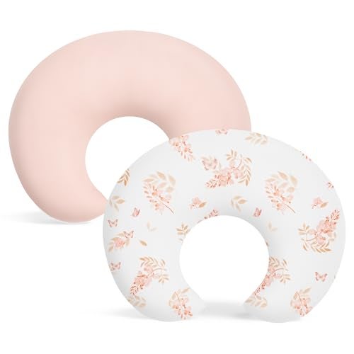 Susurration 2 Pack Nursing Pillow Cover,Ultra Soft and Stretchy Compatible with Boppy Breastfeeding Pillow,Comfortable and Skin-Friendly Slipcovers for Newborn Boys & Girls(Orange Flowers)