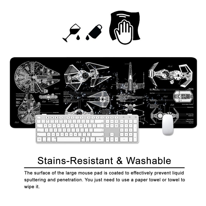T TOPLAY Black Gaming Mouse Pad Large Mouse Pad XL Desk Mat 31.5x11.8x0.12 inch Large Desk Pad Design Keyboard Pad (Design -6) - Image 3