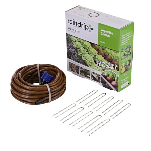 Raindrip R567DT Drip Irrigation Watering Kit for Vegetable Gardens Includes 50 feet of 1/4-Inch Dripline, 3/4-Inch FHT Adapter, 10 Hold-Down Stakes, 1 End Plug - Image 4