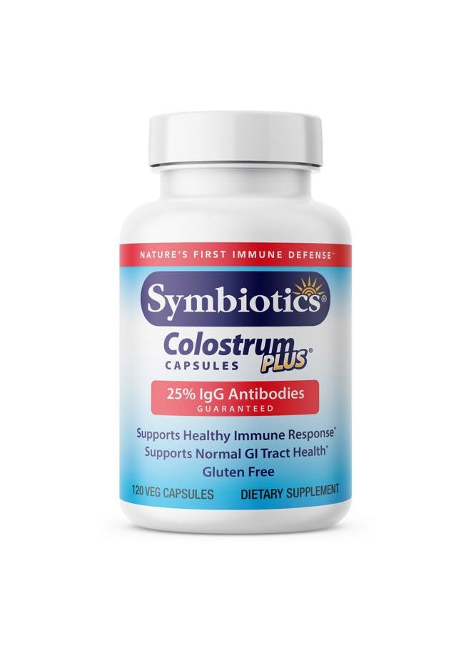 Symbiotics - Colostrum 120ct Vegetable Capsules - Immunity Support - Lactoferrin Supplement & Colostrum Protein with Immunoglobulin - 25% lgG Antibodies - Gluten Free - Image 1