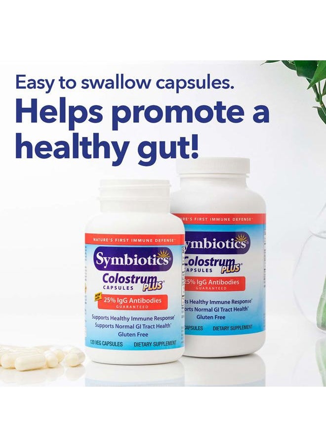 Symbiotics - Colostrum 120ct Vegetable Capsules - Immunity Support - Lactoferrin Supplement & Colostrum Protein with Immunoglobulin - 25% lgG Antibodies - Gluten Free - Image 1