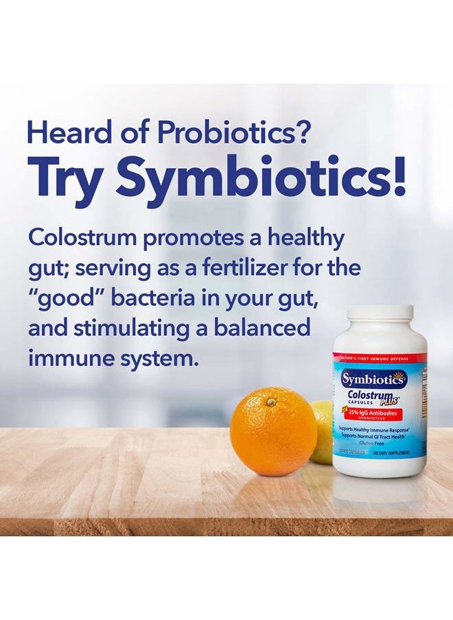 Symbiotics - Colostrum 120ct Vegetable Capsules - Immunity Support - Lactoferrin Supplement & Colostrum Protein with Immunoglobulin - 25% lgG Antibodies - Gluten Free - Image 1