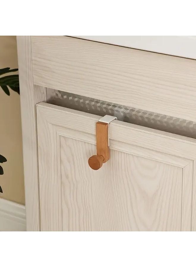 White Heavy Duty Nordic Wooden Hook Rack For Door Towel Clothes Coat No Drilling - Image 5