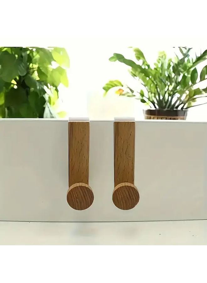 White Heavy Duty Nordic Wooden Hook Rack For Door Towel Clothes Coat No Drilling - Image 4