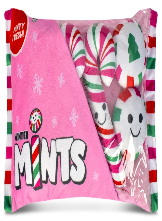 iscream Pretty Peppermints 17" x 10" Holiday Fleece Play Pillow Set with Embroidered Accents - Image 1