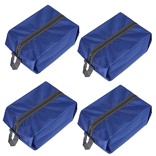 Bellcon Washable Shoe Bags for Travel 4 Pack Blue Nylon and Oxford Fabric Zipper Closure - Image 1
