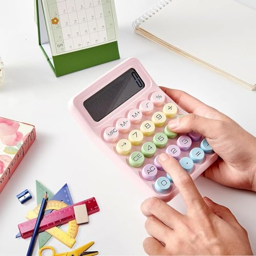 XBEY Electronic Calculator,12 Digits Large LCD Display Small Desktop Calculator,Pink Basic Calculators with Big Buttons, Easy to Press Mechanical Switch Calculator (Color Electronic Calculator) - Image 4