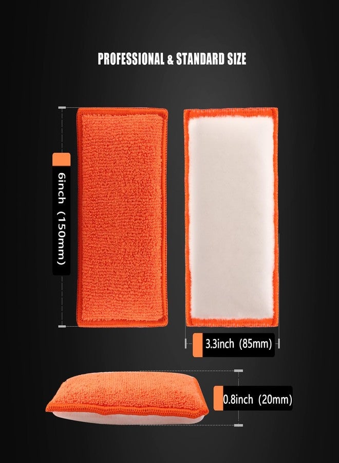 SPTA Microfibre Disc Sponge, Pack of 8 Microfibre Wax Applicator, 2 in 1 Interior Pads, for Deep Pore Cleaning of Plastic, Upholstery, Leather & Fittings, Orange/White - Image 2