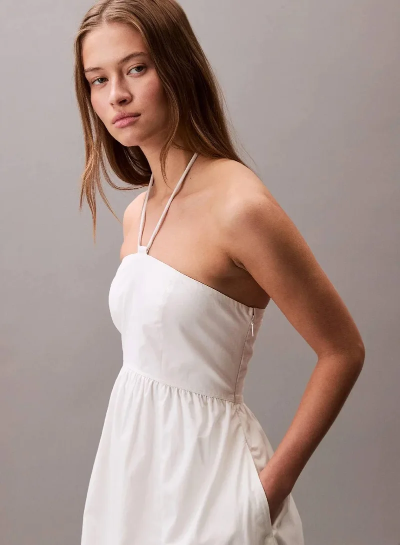Calvin Klein Jeans Blanc De Blanc Cotton Twill Halter Dress for Women | Best Price UAE