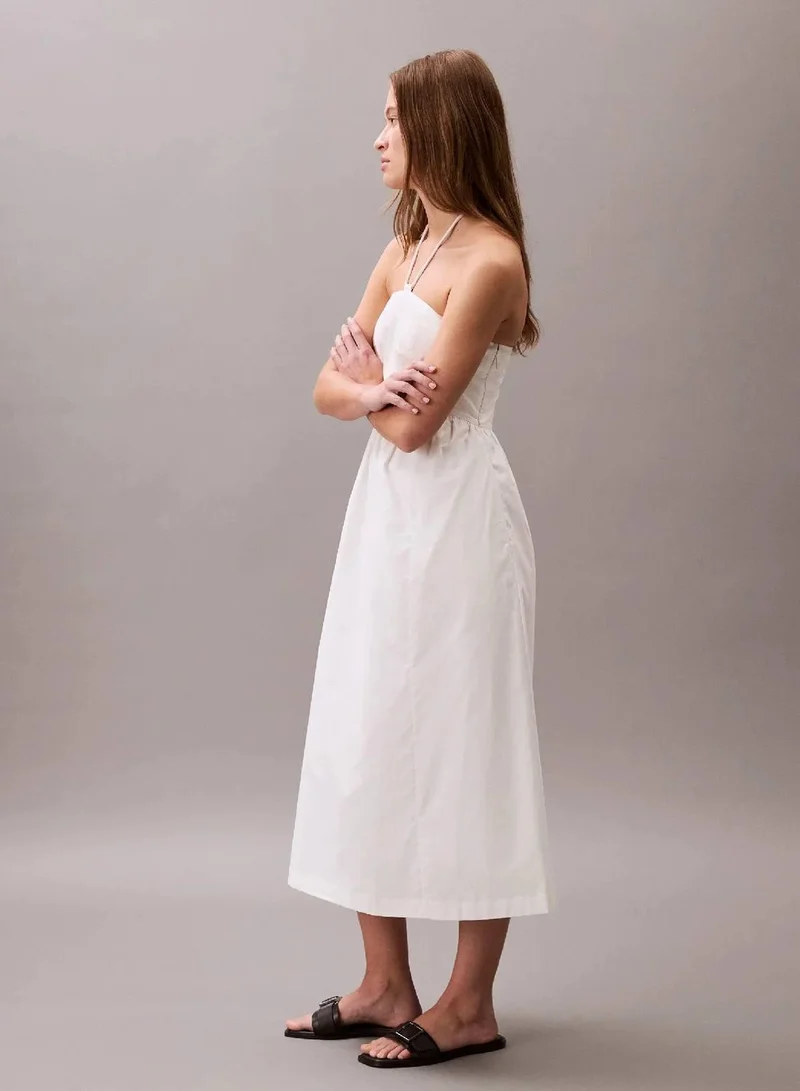 Calvin Klein Jeans Blanc De Blanc Cotton Twill Halter Dress for Women | Best Price UAE